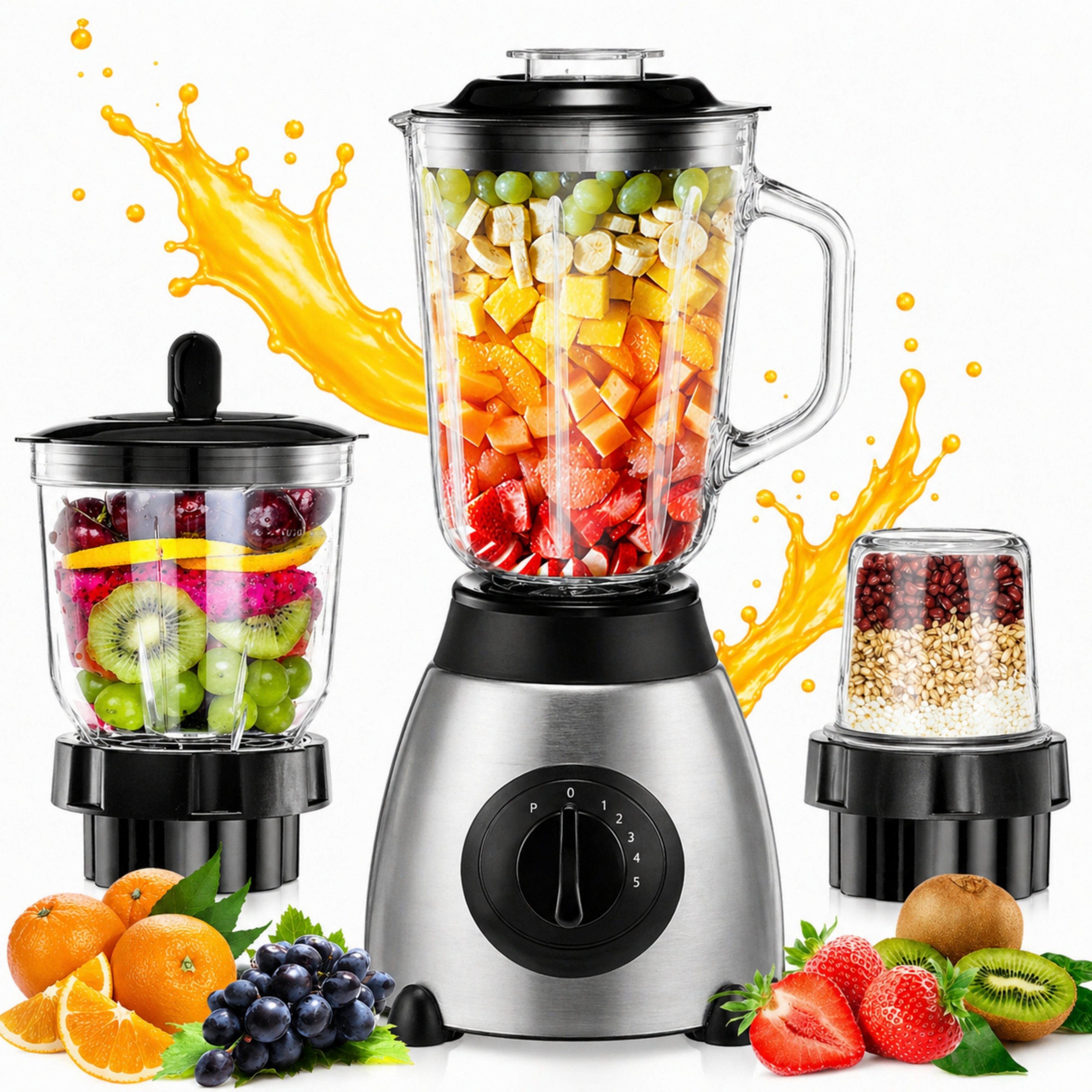 Standmixer Standmixer,Mixer VitaBoost,Edelstahl Silber Glas Smoothie Mixer Maker