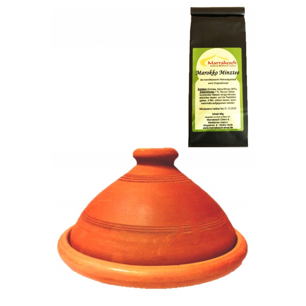 Marrakesch Orient & Mediterran Interior Dampfgartopf 2er Set Marokkanische Tajine Tuareg mit Minztee modern aus Ton 26 cm, Lehm (2-tlg), Handarbeit