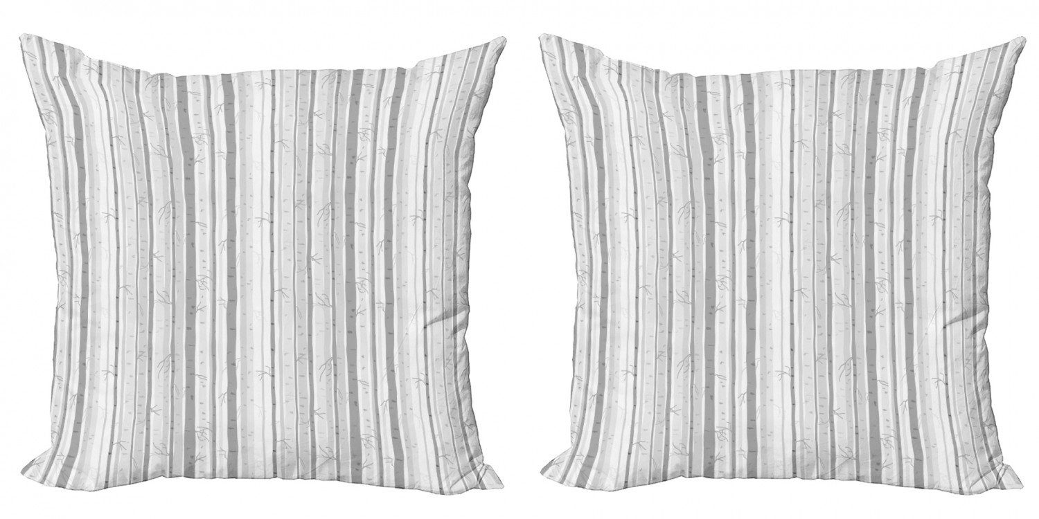 Kissenbezüge Modern Accent Doppelseitiger Digitaldruck, Abakuhaus (2 Stück), Grau und Weiß Birke Woods