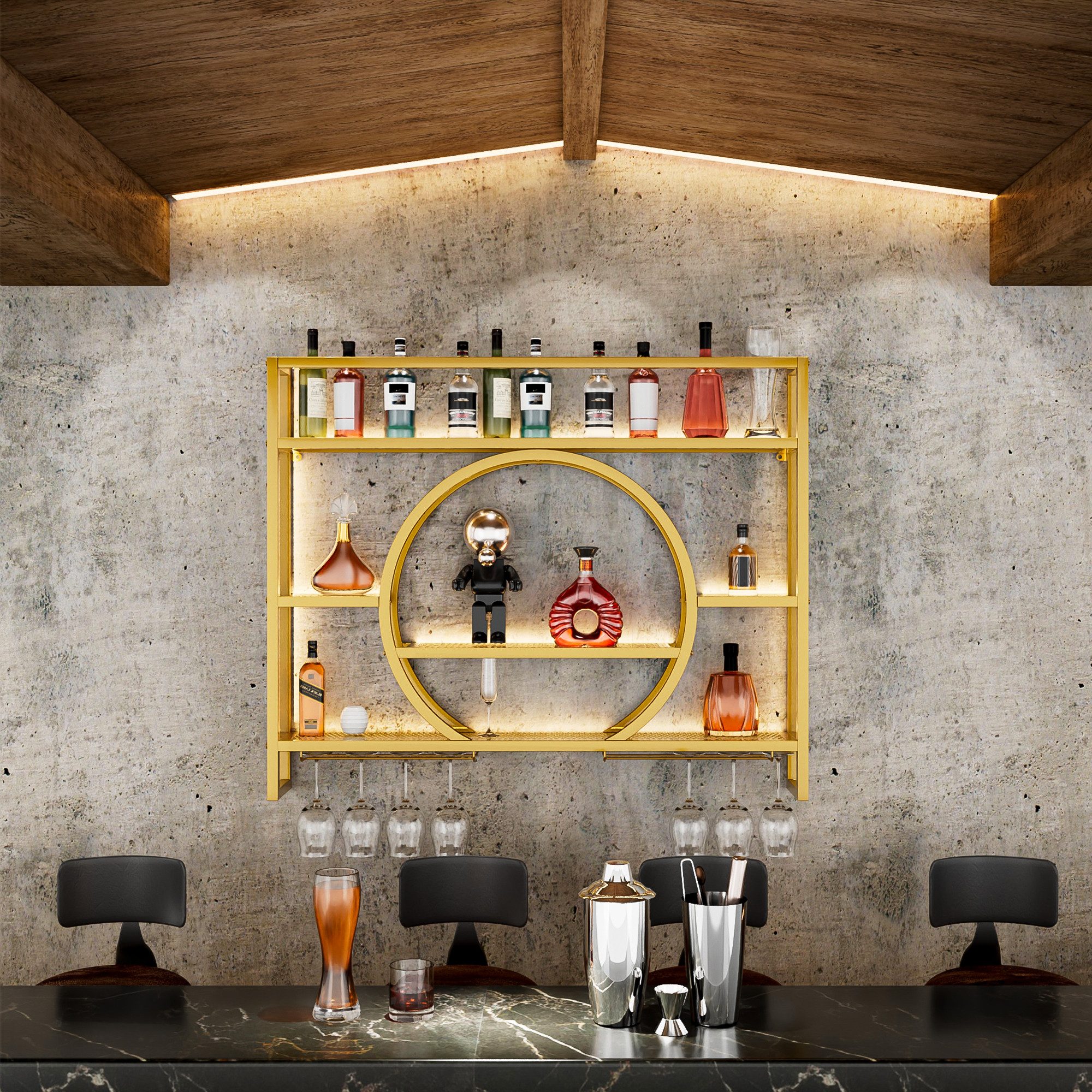 UEV Weinregal Schwebende Wandregal Mit 15 günstig online kaufen