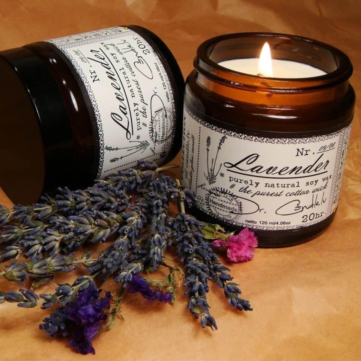 Candle Duftkerze Duftkerze Lavendel - Glas Sojawachs Kerze, 120ml