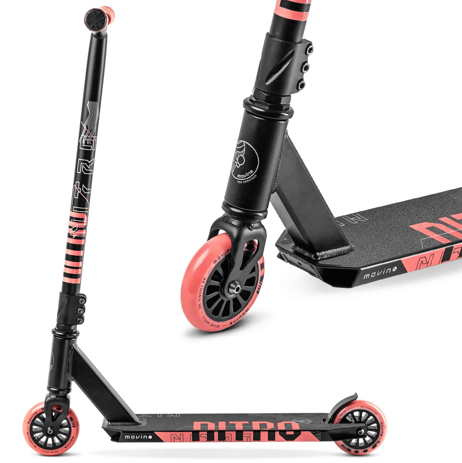 Movino Stuntscooter Kinder Stunt Scooter MOVINO NITRO Skatepark leicht 3,2kg ABEC-9