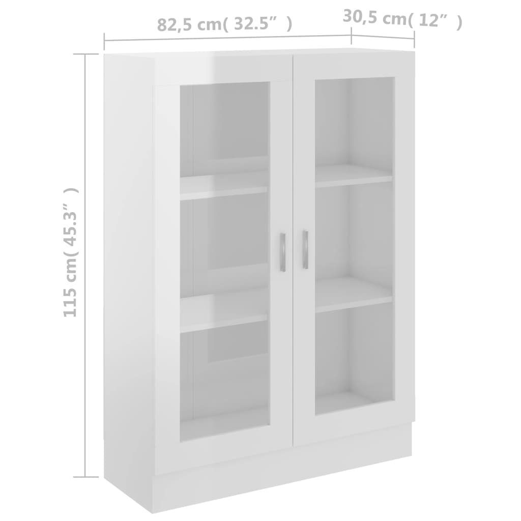 82,5x30,5x115 furnicato Hochglanz-Weiß Bücherregal Vitrinenschrank Holzwerkstoff cm