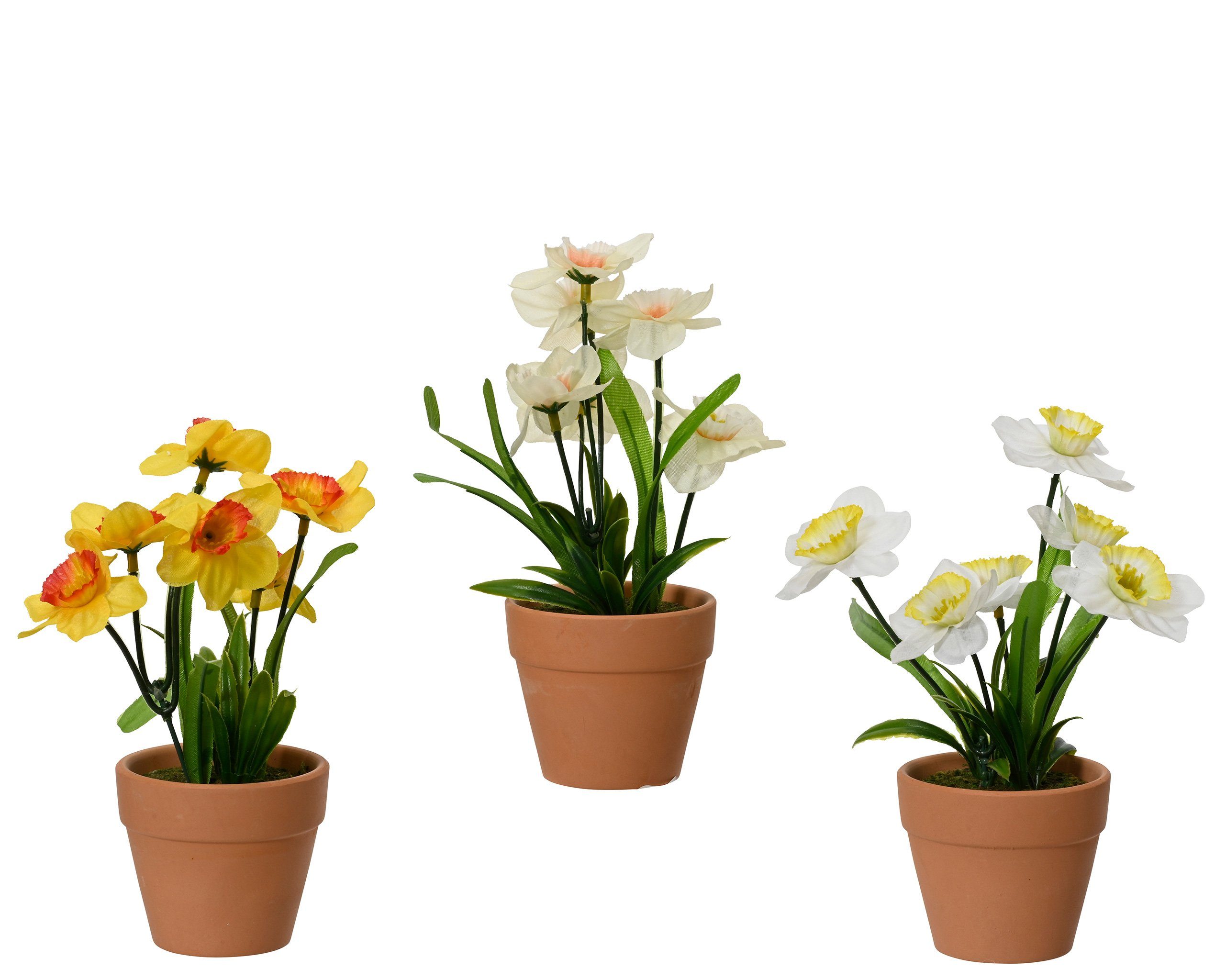 Kunstblume, Decoris season decorations, Künstliche Blumen im Topf Narzissen 18cm 1 Stück sortiert