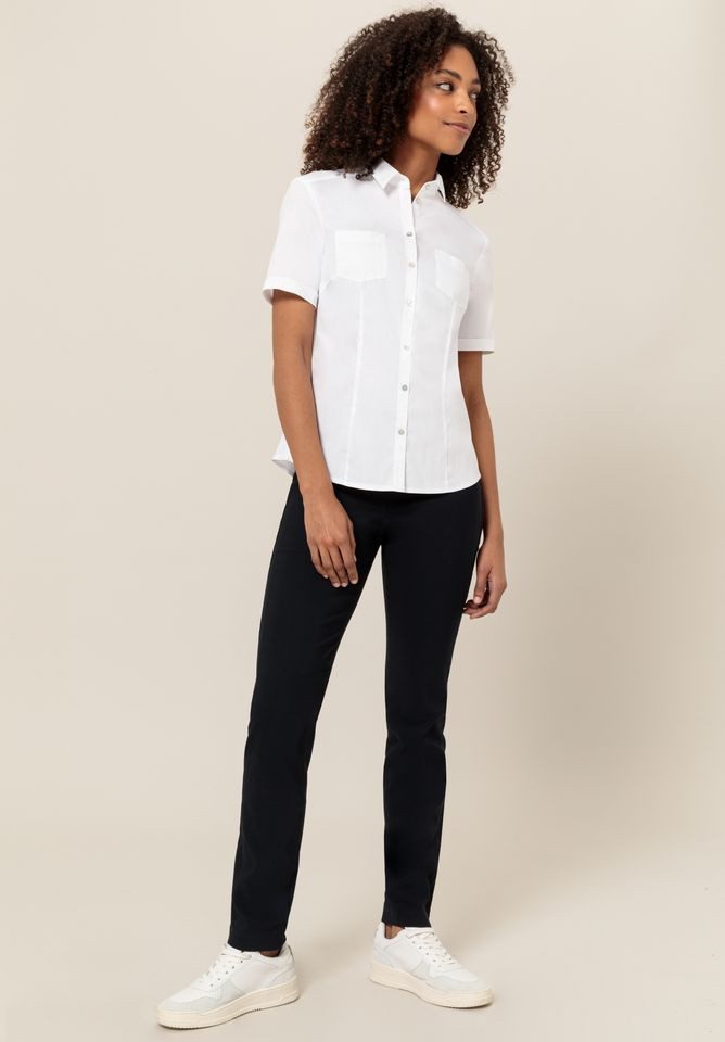 bianca Kurzarmbluse – Unifarbene Business-Bluse mit günstig online kaufen