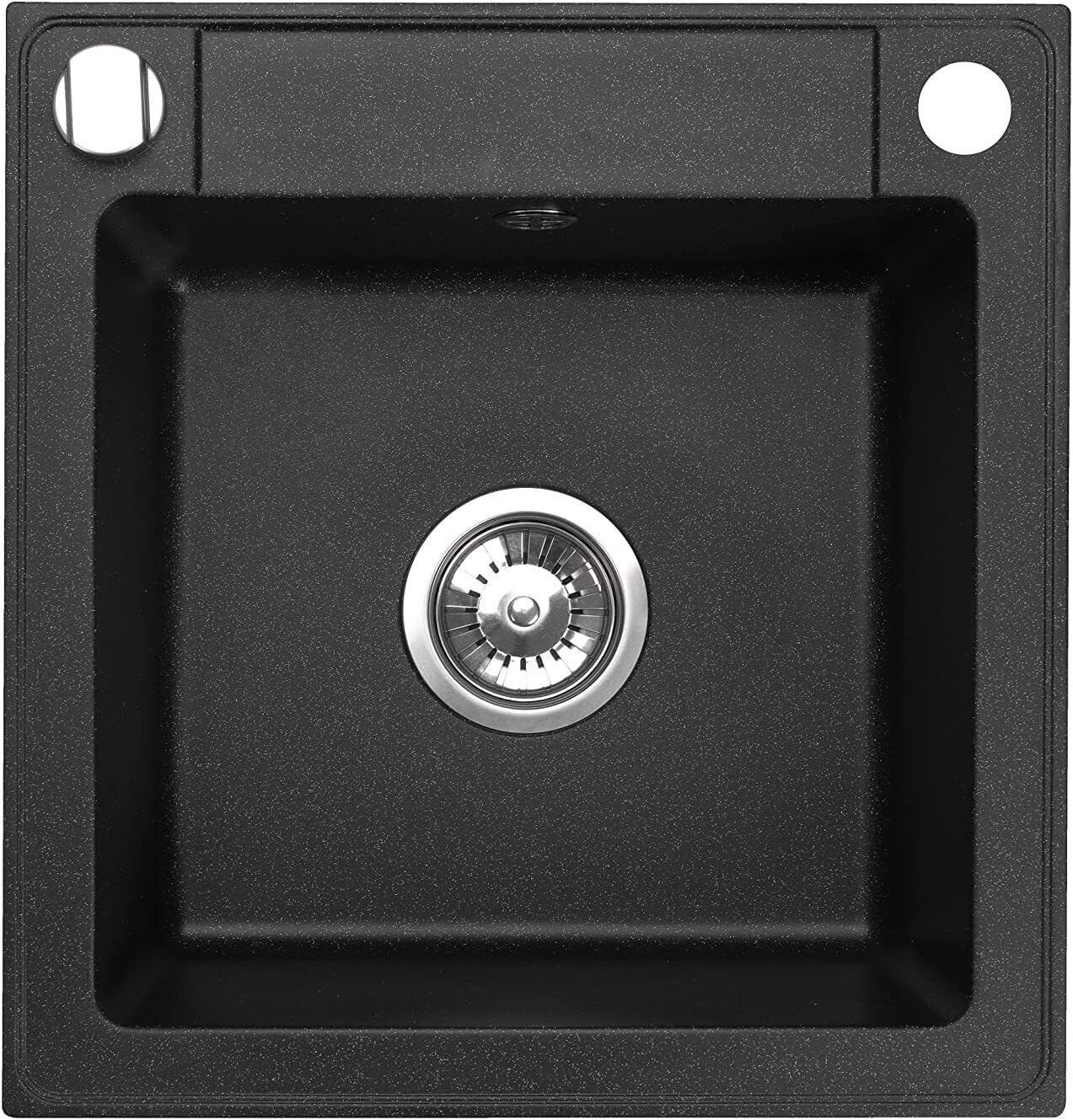 Faizee Home Granitspüle Hochwertige Granitspülen – 49x52cm Einbauspüle Spüle Küchenspüle, Eckig, 44/14 cm