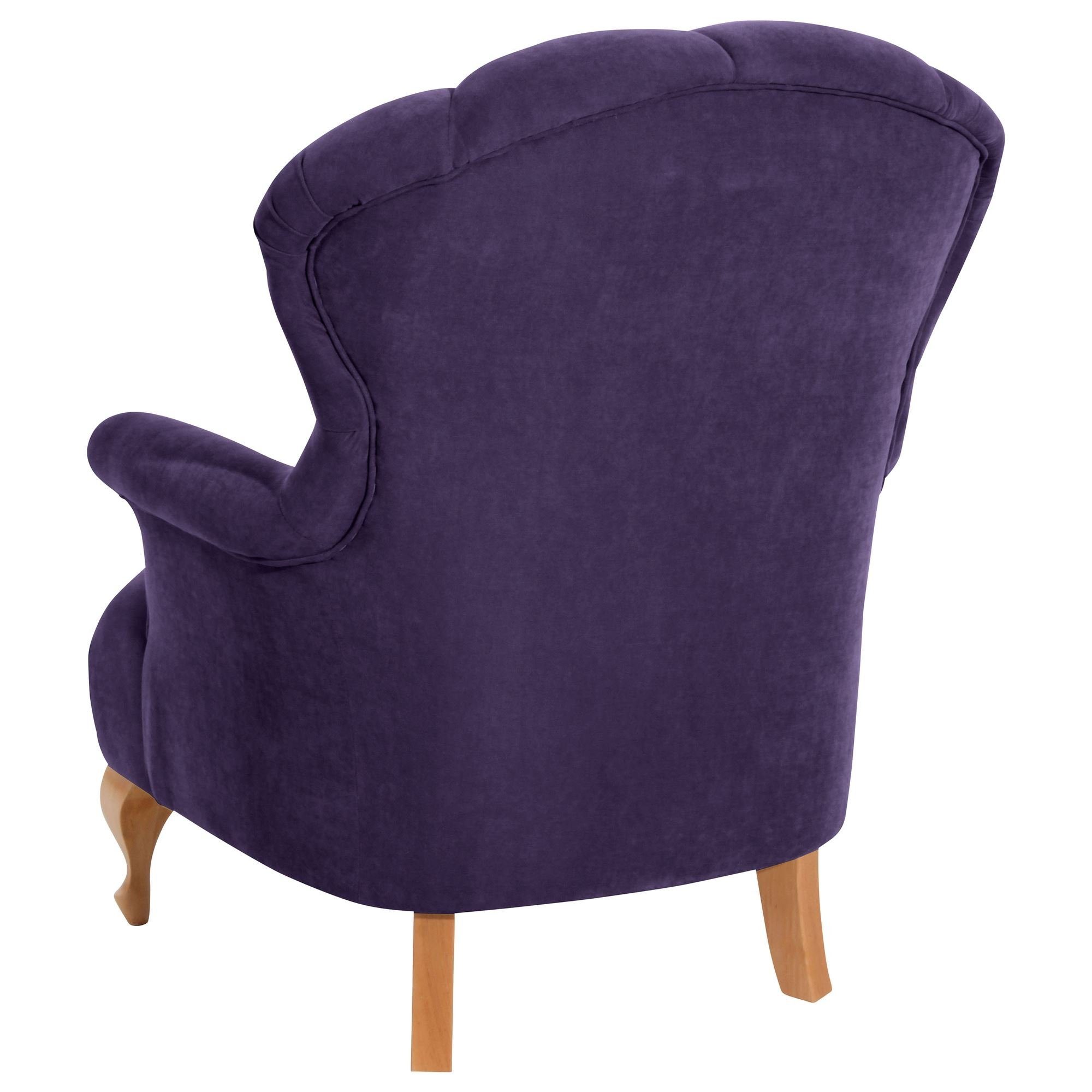 58 aufm Kessel Sessel Sessel violett 1-St), natur Buche 21432 Versand, Kostenlosem Veloursstoff verarbeitet,bequemer inkl. Bezug hochwertig Sitz / Kalinka (Sparpreis