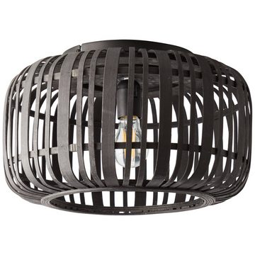 Lightbox Deckenleuchte, ohne Leuchtmittel, Bambus Lampe, Ø 40 cm, E27, Metall/Bambus, schwarz