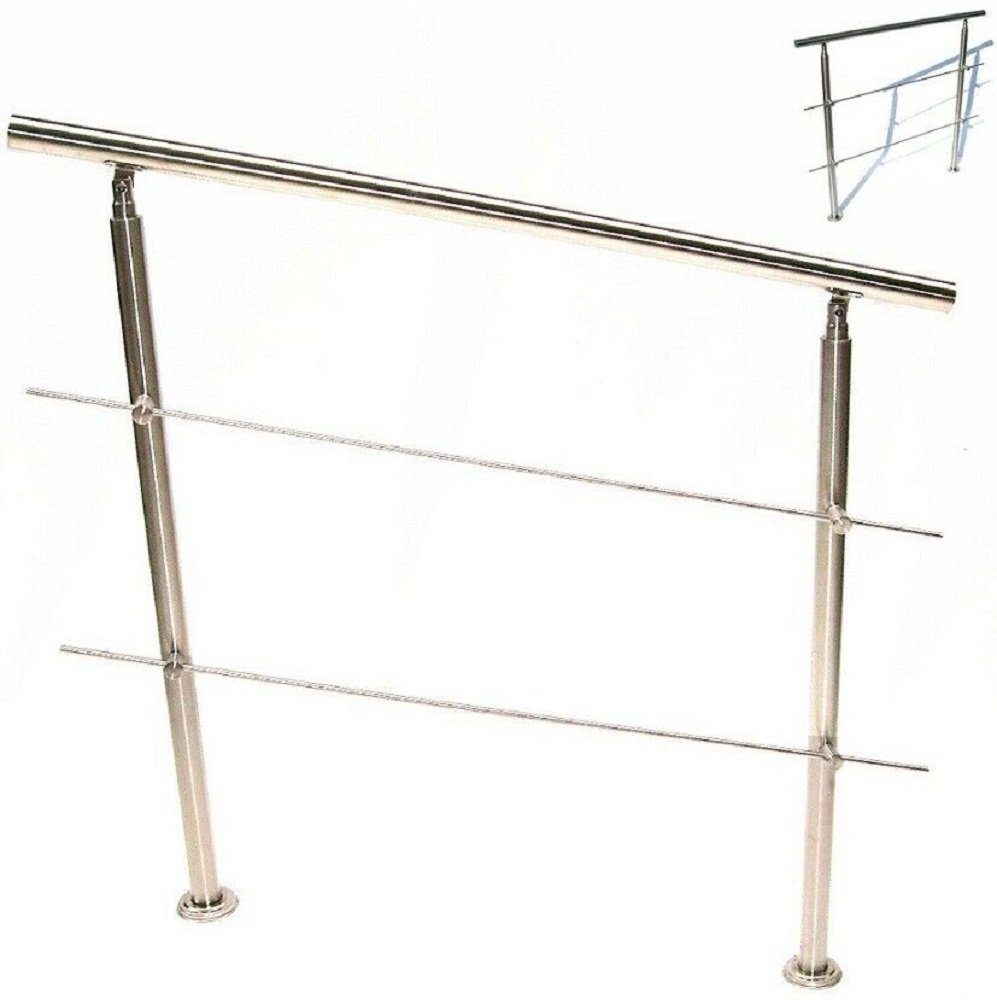 Apex Treppengeländer Edelstahl Treppengeländer VA Handlauf Geländer in verschiedene Größen, 120 cm Länge, 3-tlg.