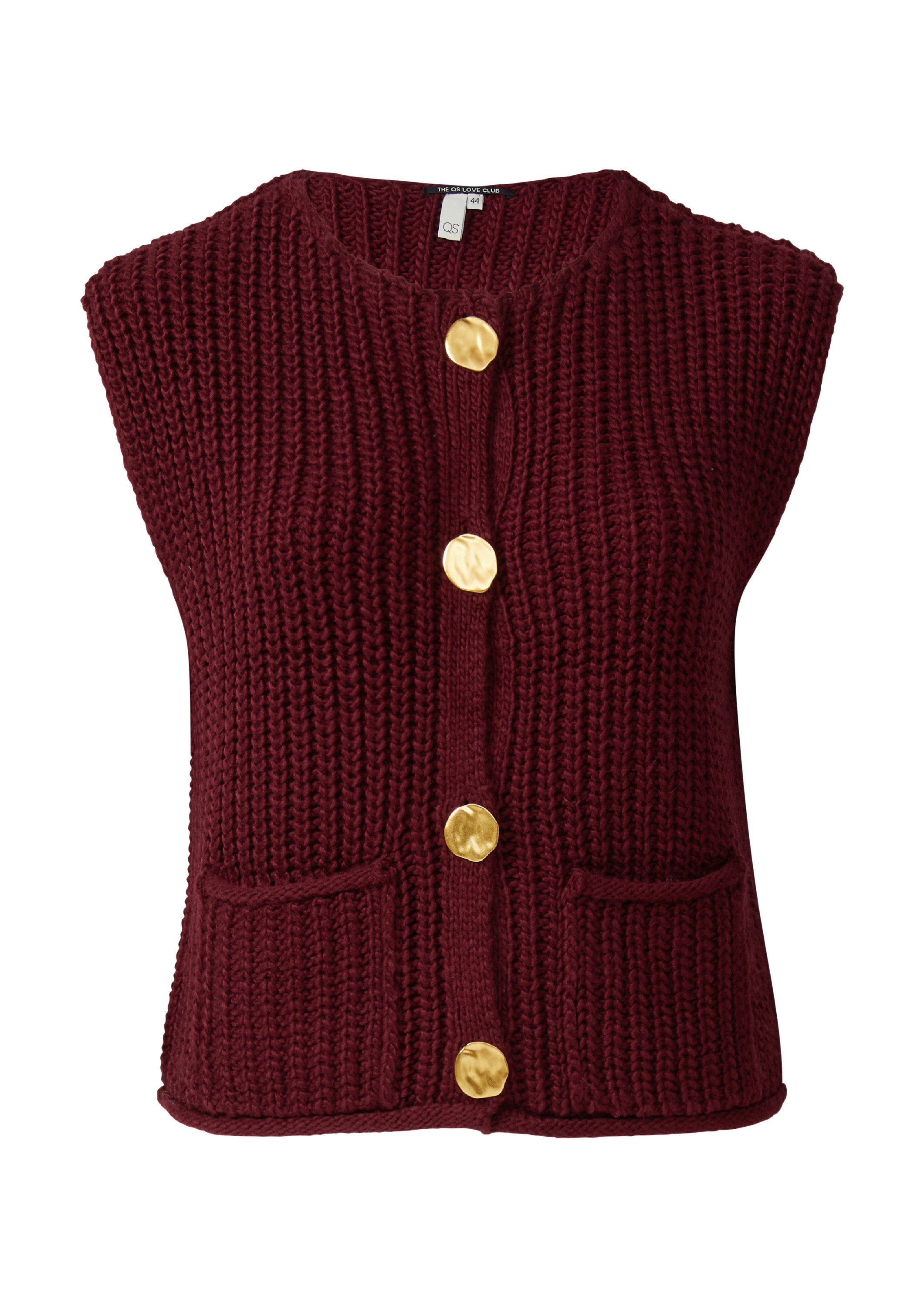 QS Funktionsweste Strickjacke Strickweste mit goldfarbenen Knöpfen günstig online kaufen