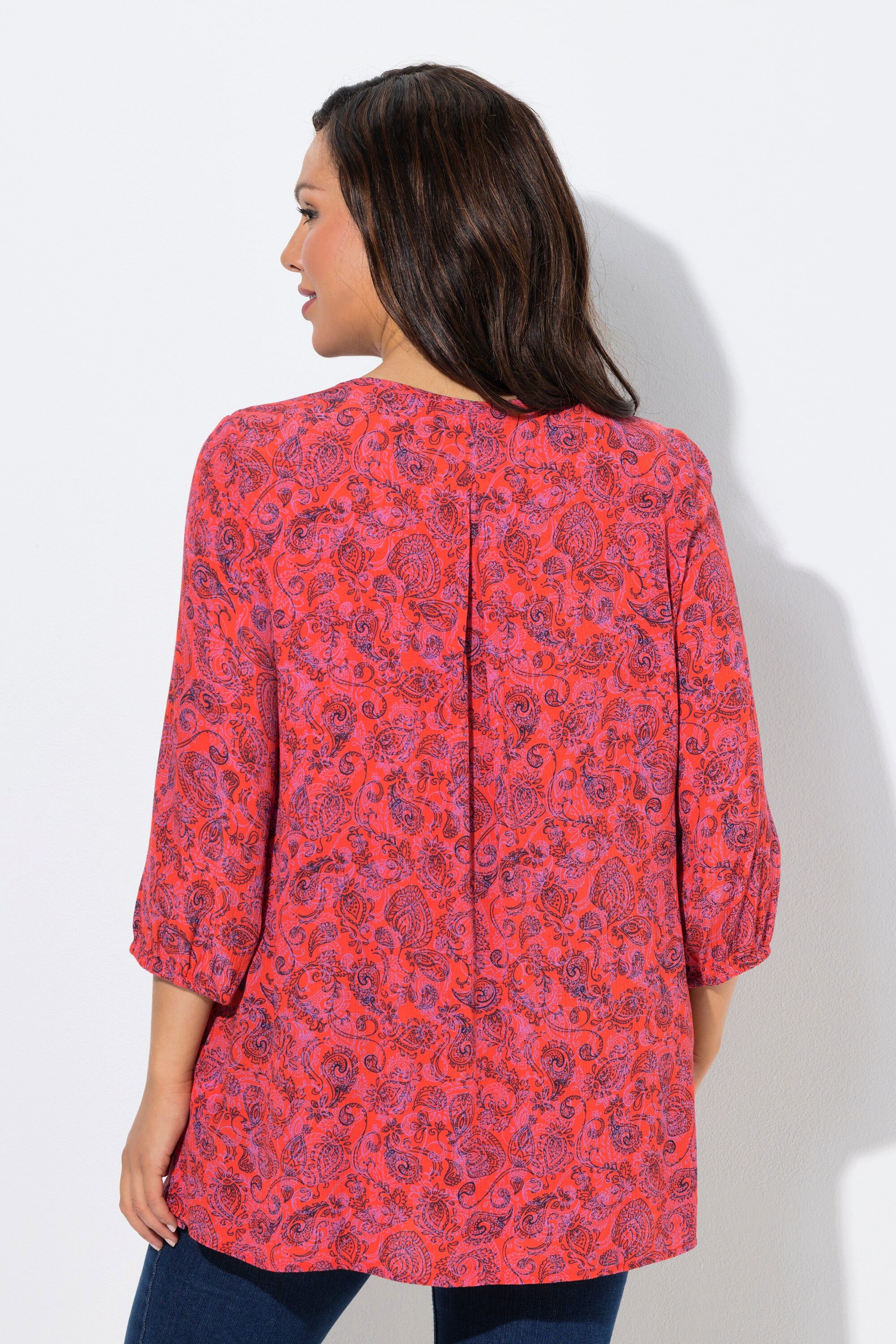 Ulla Popken Longbluse Smokbluse Bluse Rundhals 3/4-Arm Rückenfalte – Bild 3 von 4