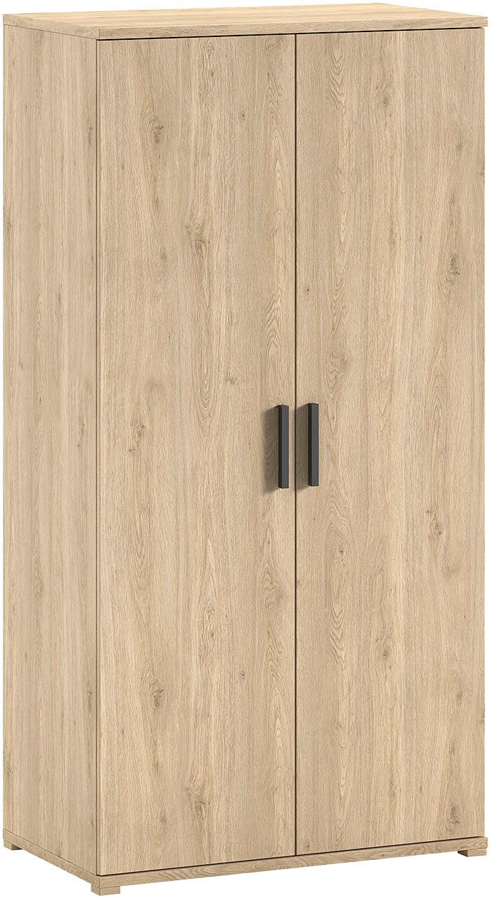 Vipack Kleiderschrank SAM mit 2 Drehtüren, 2 Böden, 1 Kleiderstange, universell einsetzbar (B/H/T ca. 100,5x199,2x59 cm) Türen mit Soft-Close) Pflegeleichte Oberfläche in Eiche Dekor