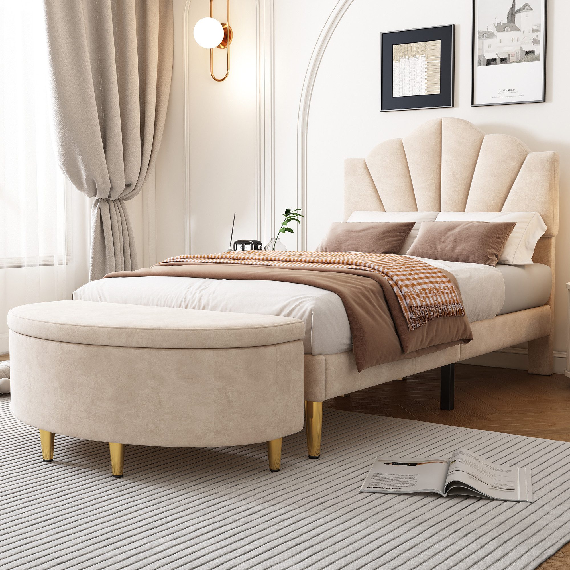 STILVORA Polsterbett 90x40x42cm Sitzbank mit Stauraum, günstig online kaufen