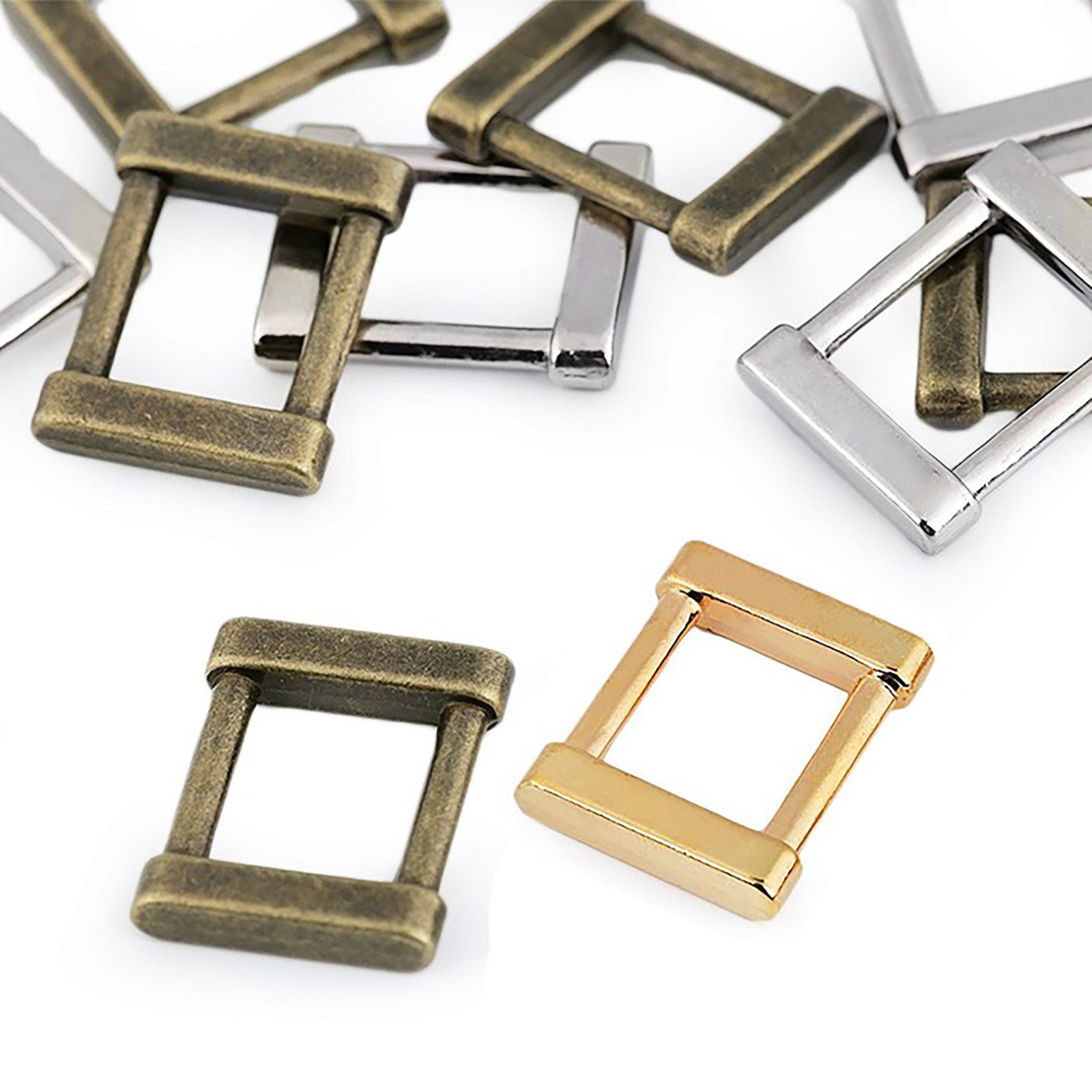 maDDma 10 Metall Schlaufen Schnalle Rechteckring Gurtstecker, 12x15mm  20x25x4mm