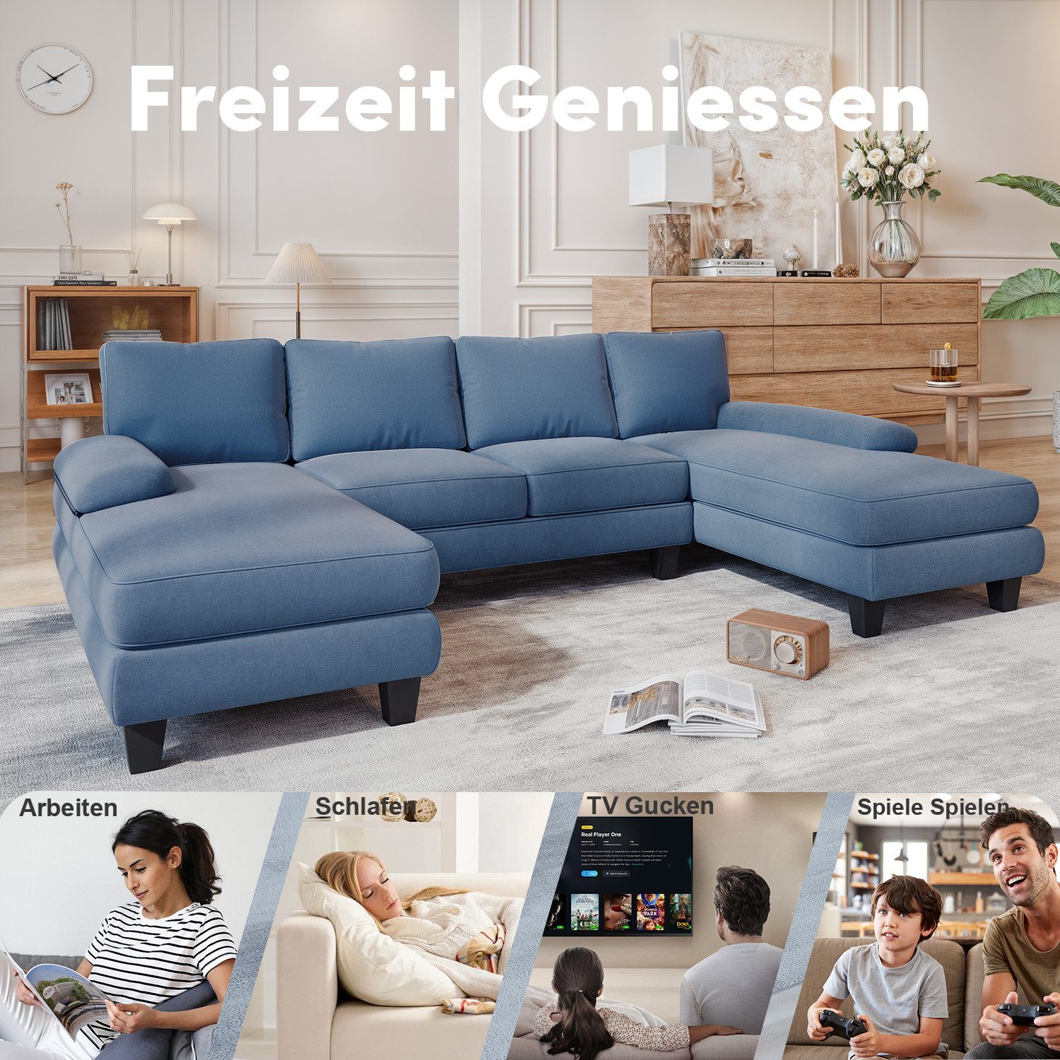 HOMALL Ecksofa Ecksofa mit Abnehmbarer Sofabezug, günstig online kaufen