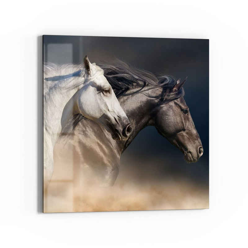 DEQORI Glasbild 'Pferde-Trio im Galopp', 'Pferde-Trio im Galopp', Glas Wandbild Bild schwebend modern