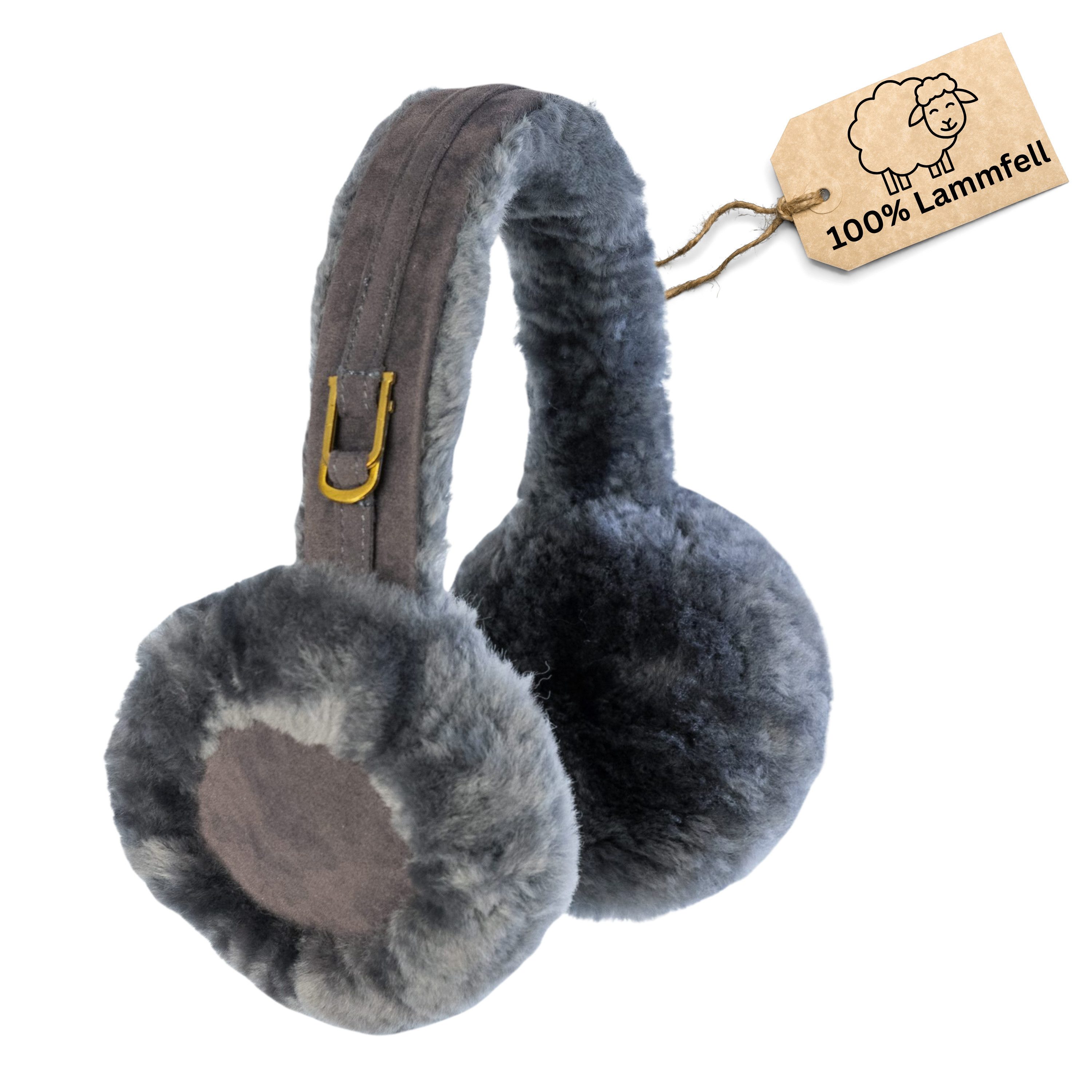 LIRA Deko Ohrenwärmer aus 100% Lammfell - Winter-Ohrenschützer weich & faltbar (Ohrwärmer) 100 % Lammfell, Einheitsgröße, kuschelig