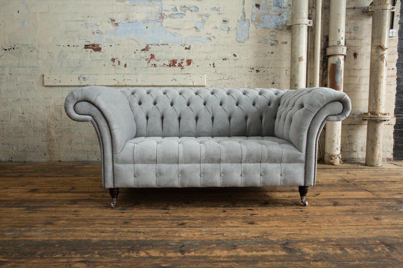 Sofa Couch 2 Textil Polster JVmoebel Chesterfield Sitzer Sitz Chesterfield-Sofa, Stoff