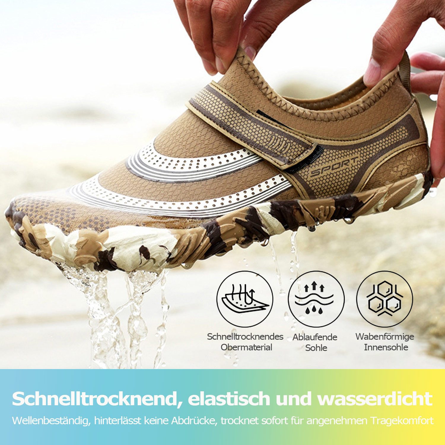 Refttenw Barfußschuhe Damen Badeschuhe Herren Wasserschuhe Atmungsaktiv Leicht Aquaschuh für Schwimmen, Yoga, Fitness, Outdoor & Strand