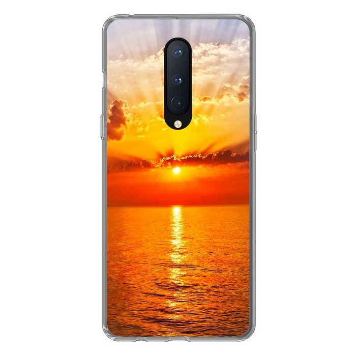 MuchoWow Handyhülle Sonnenuntergang - Meer - Himmel - Orange - Horizont - Wasser Phone Case Handyhülle OnePlus 8 Silikon Schutzhülle