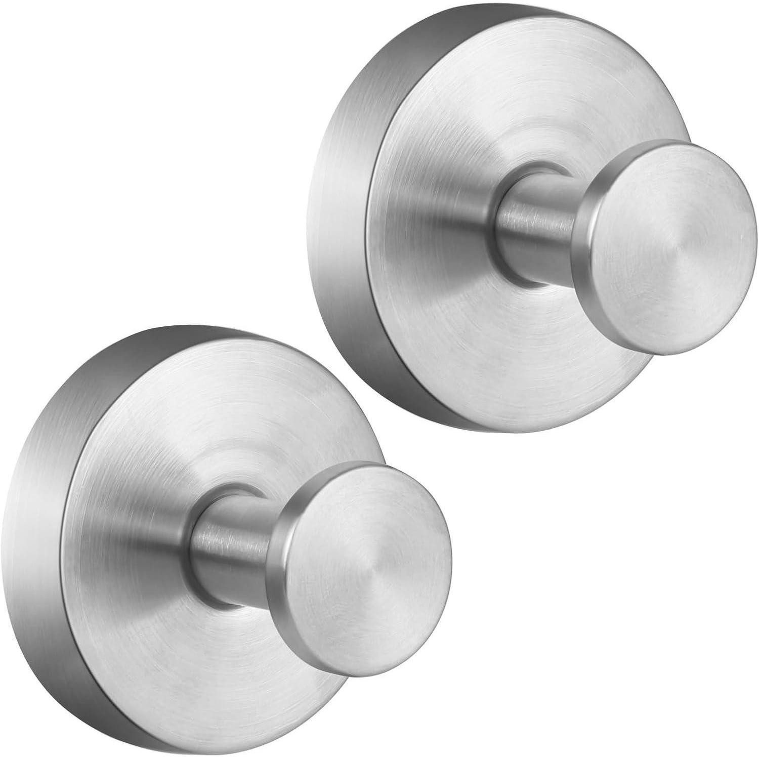 LuxusKollektion Handtuchhaken Wandhaken Saugnapf Saugknopf Wiederverwendbar Edelstahl 2 Stück silber