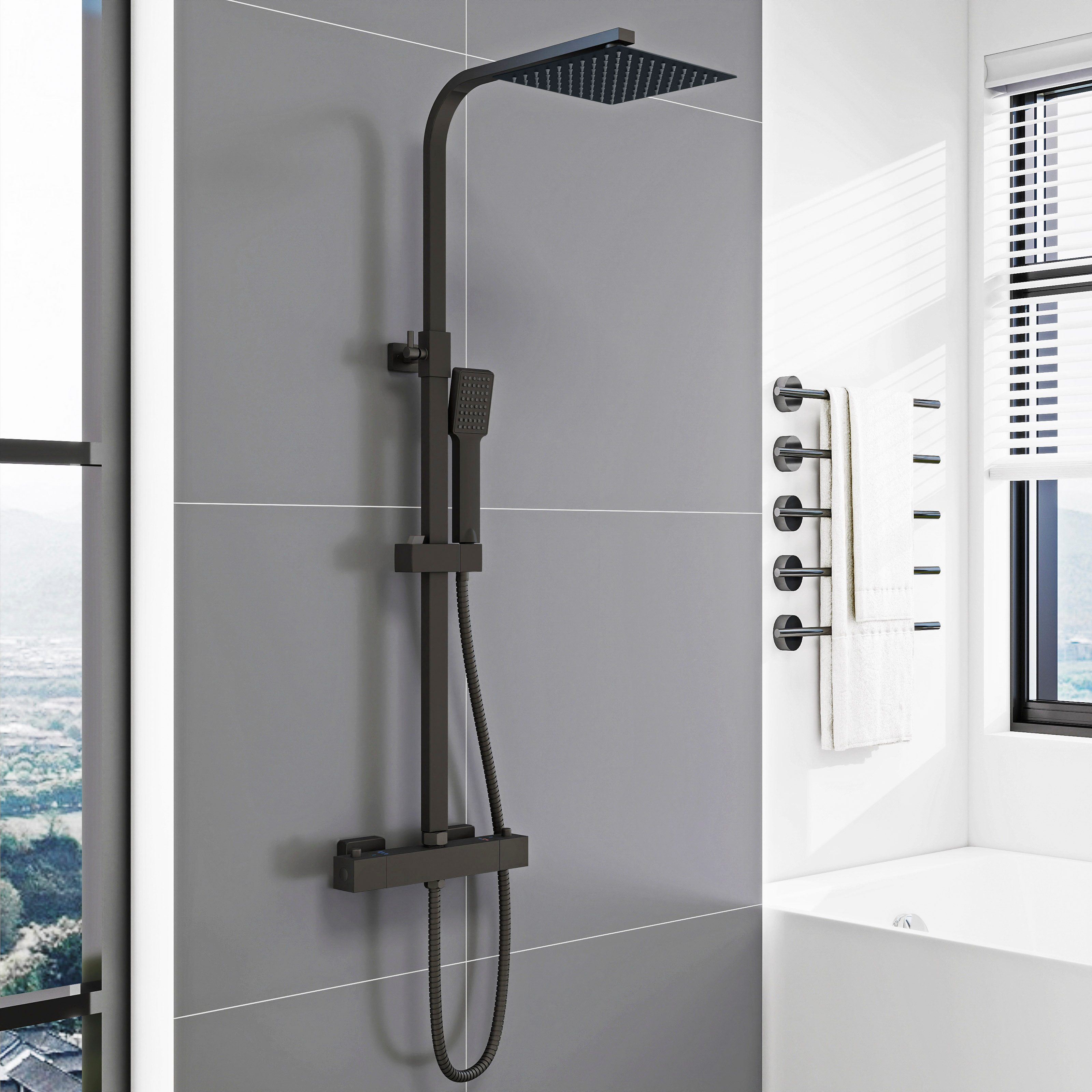 duschspa Duschsystem Duschset mit Thermostat 38℃ verstellbare Duschstange a günstig online kaufen