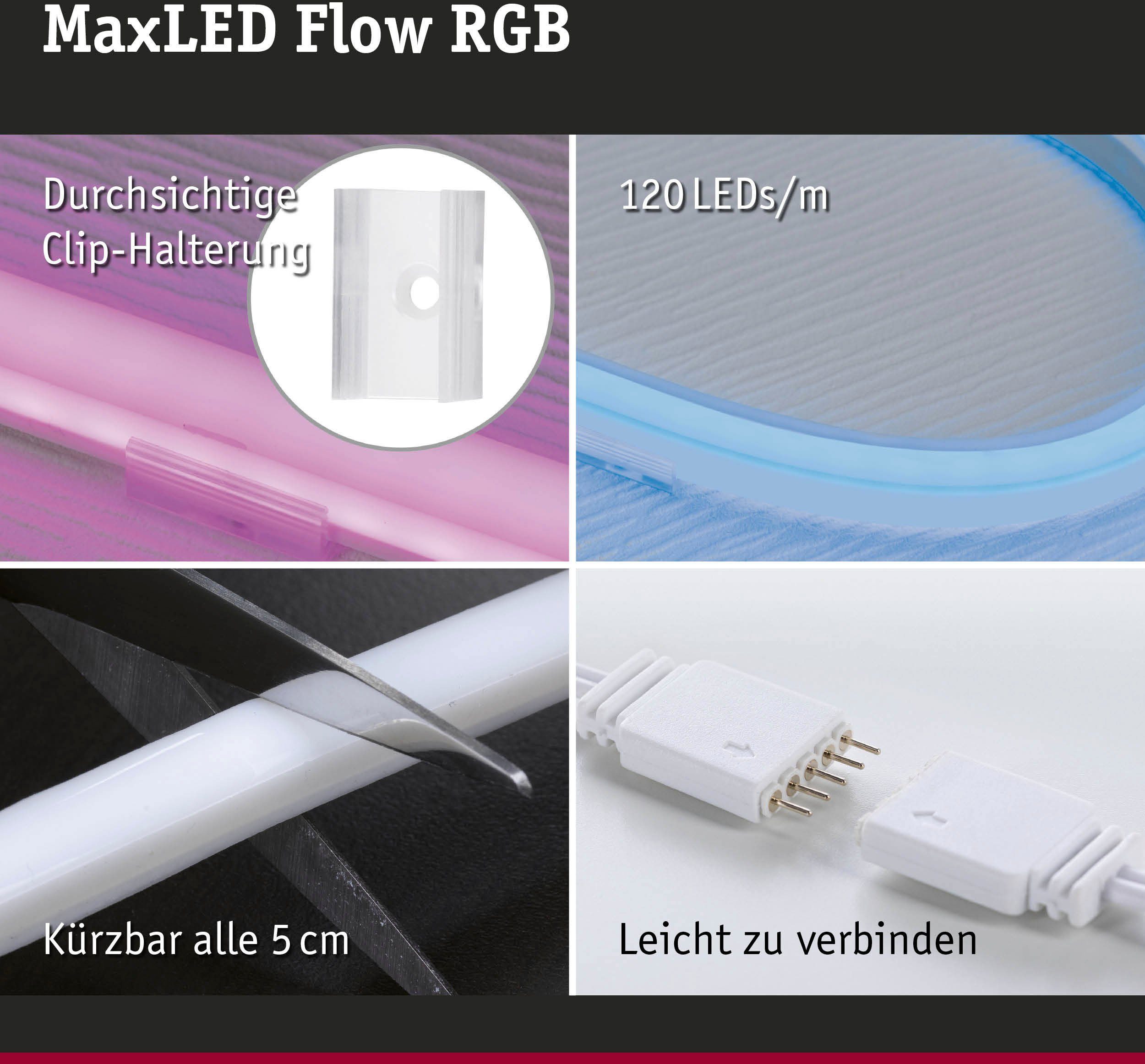 RGB Paulmann Flow MaxLED inkl. 1,5m Basisset 13,5W, Funk-Fernbedienung LED-Streifen