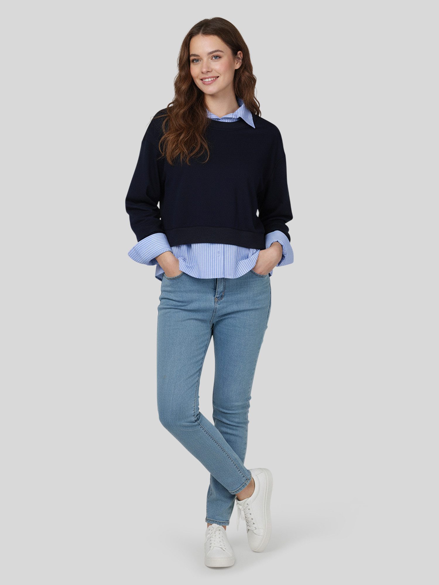 LAPA PLUS 2-in-1-Pullover Lässig Pullover 2-in-1-Top mit Patchwork-Design ( günstig online kaufen