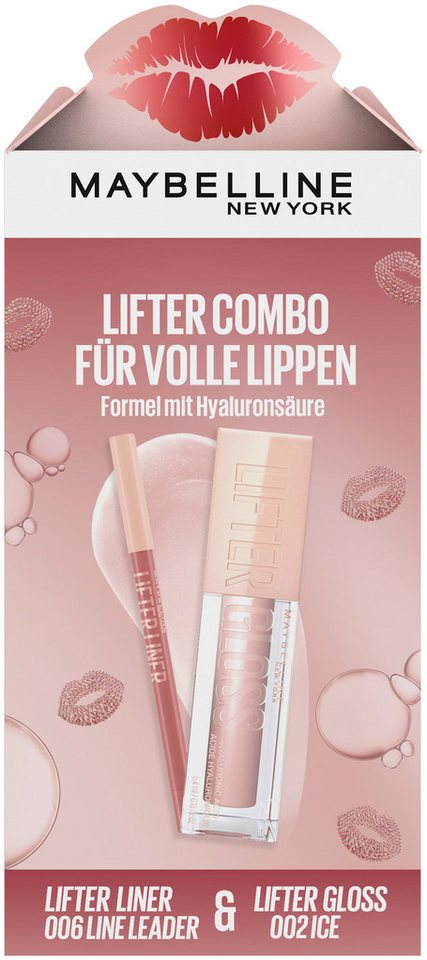 MAYBELLINE NEW YORK Schmink-Set Set: Lifter Gloss + Lifter Liner Lippenkonturenstift, Mit Hyaluronsäure, schöner Glanz, pflegend.