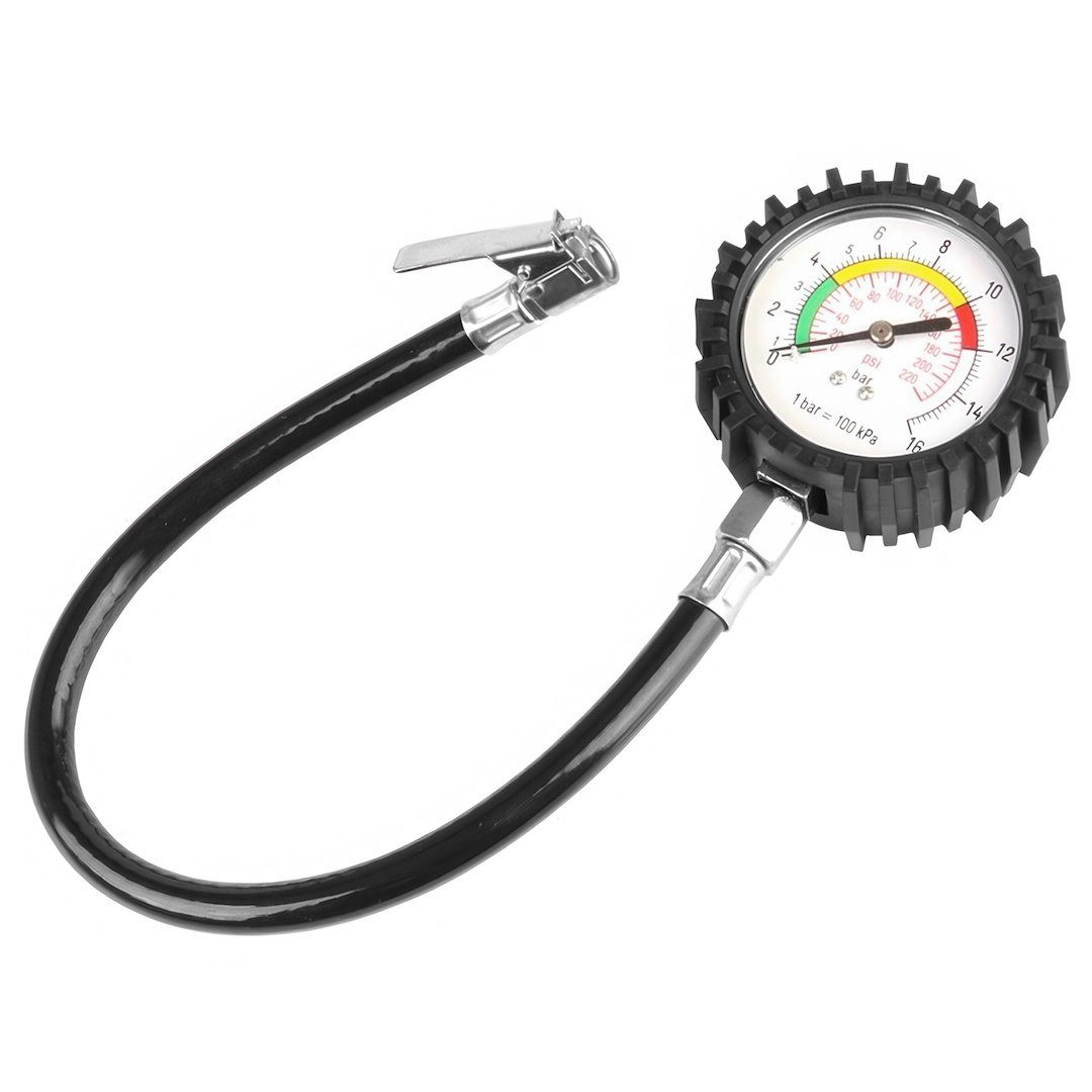 Carmotion Reifenfüllmessgerät Manometer 15 BAR mit Gummischlauch, Manometer 15 BAR mit Gummischlauch