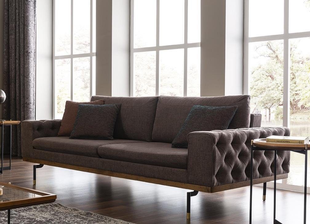 JVmoebel Chesterfield-Sofa Dreisitzer Sofa 3 Sitzer Stoffsofa Sofas Modern Grau Stoff Couch Neu, 1 Teile, Made in Europa