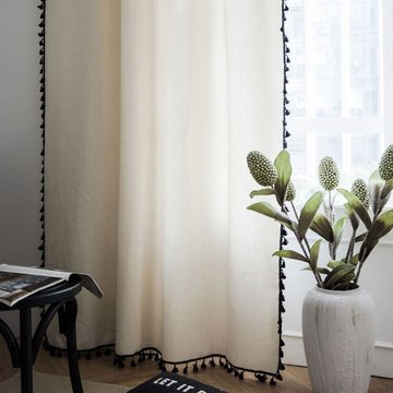 Vorhang Vorhang Vorhang einfarbig halbverdunkelnd Küchenvorhang weiß, AUKUU, einfacher Trennvorhang Erkerfenster lichtdurchlässiger