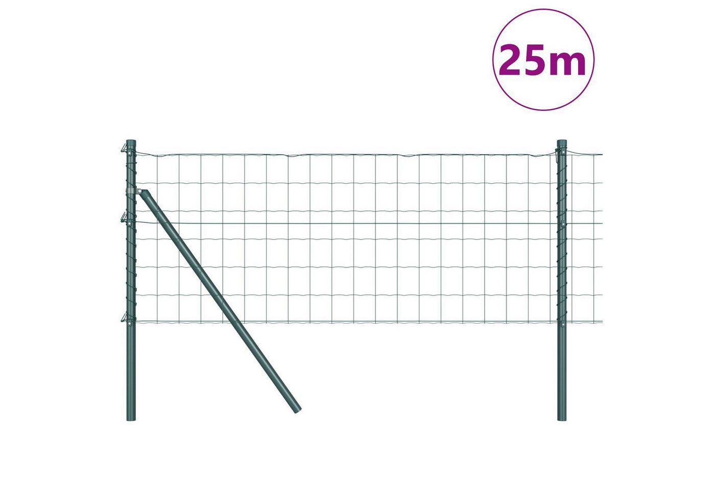 Thumbnail - vidaXL Gartenzaun Euro Zaun mit 13 Pfosten 0.6x25 m verzinktem Stahl grün, (2-St)