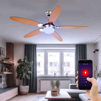 etc-shop Deckenventilator, Smart Home Decken Ventilator Alexa Google App Leuchte dimmbar im Set