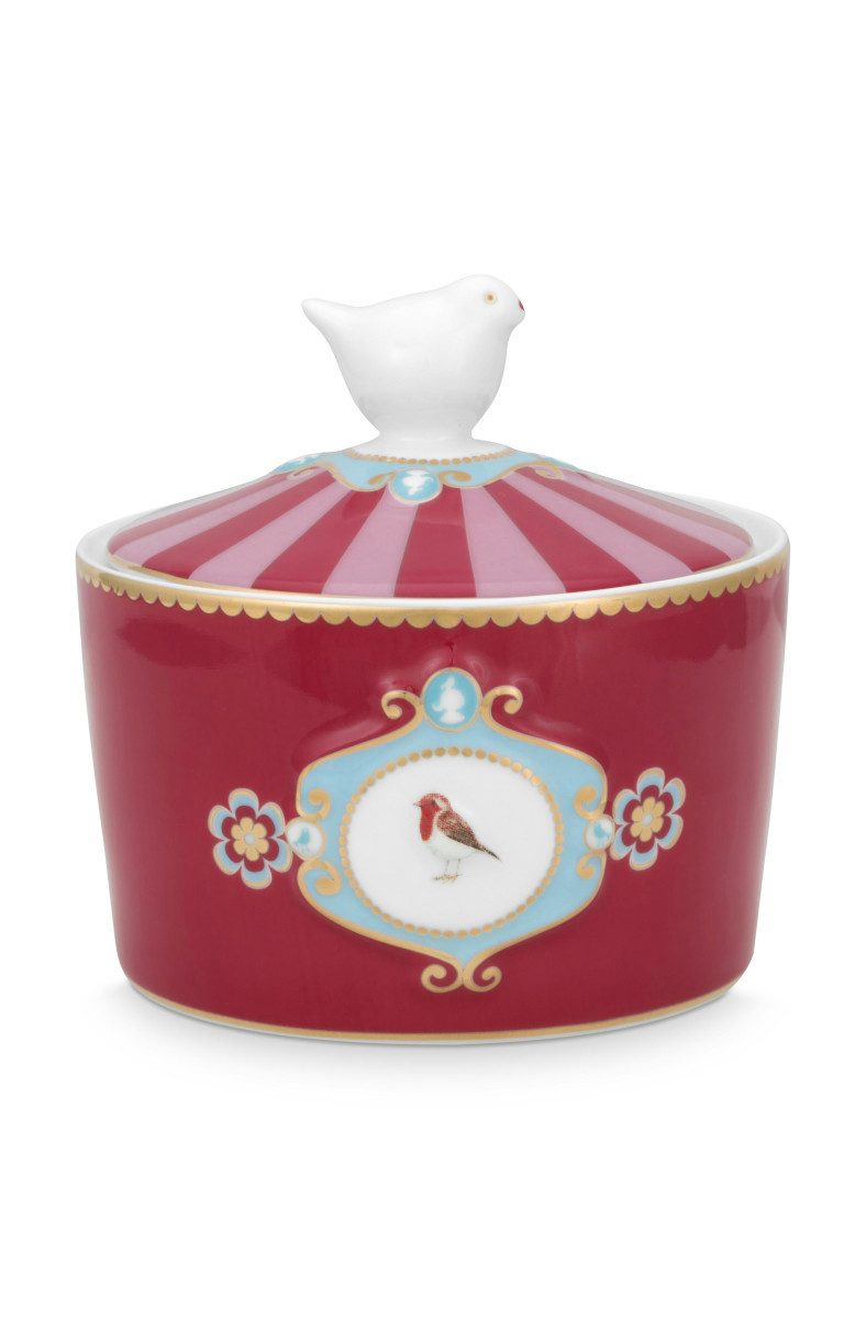 PiP Studio Zuckerdose Love Birds Medallion Zuckerdose rot/pink 300ml, Bone China