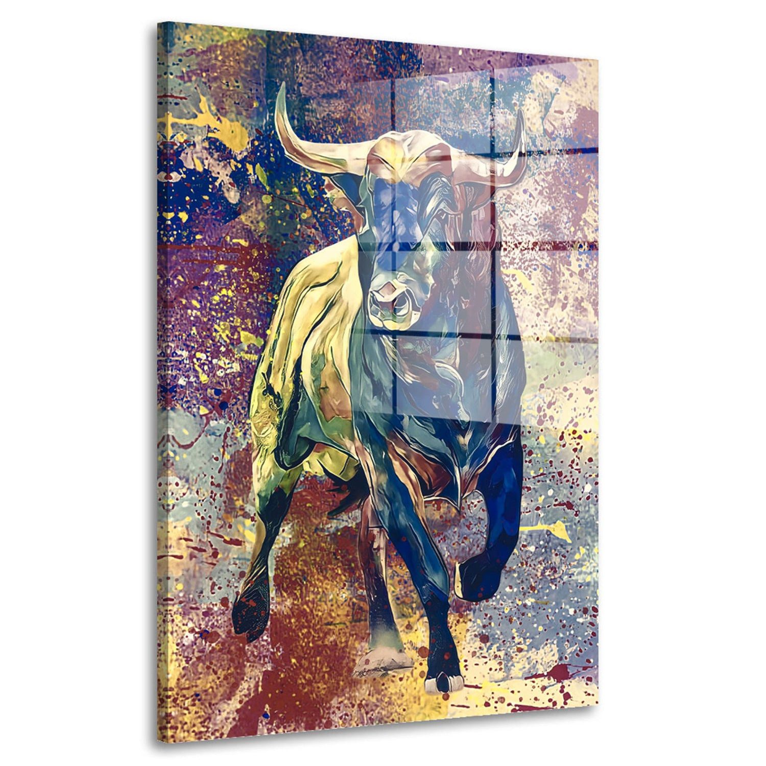 Acrylglasbild Stier Colour Pop Art Acrylglas Wandbild Bild Wanddeko Wohnzimmer XL