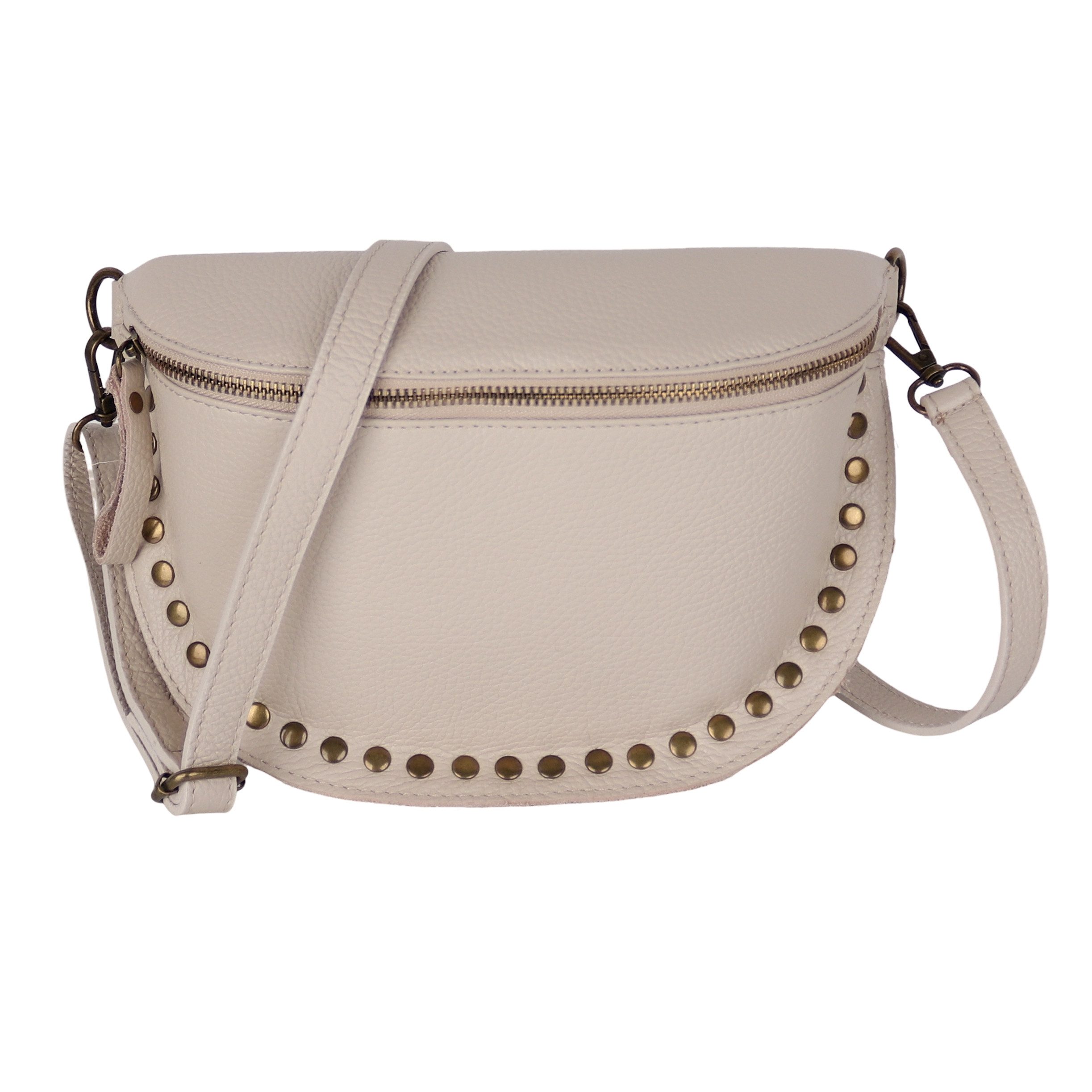 MIRROSI Bauchtasche Damen, Echtleder, Leder, Made in Italy, Umhängetasche, Brusttasche, (Schultertasche für jeden Anlass), Crossbody Bag, Damen Taschen mit Nieten