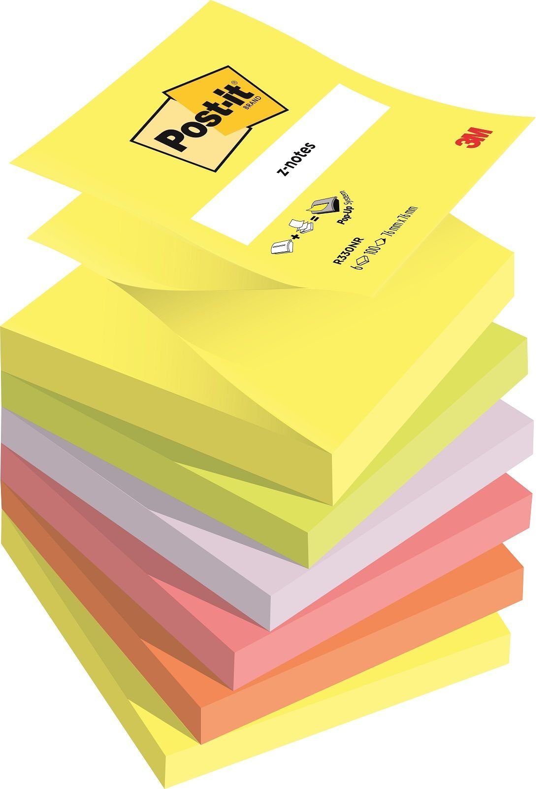 Post-it® Haftnotizblock Post-it Haftnotizen Z-Notes, 76 x 76 mm, 6-farbig