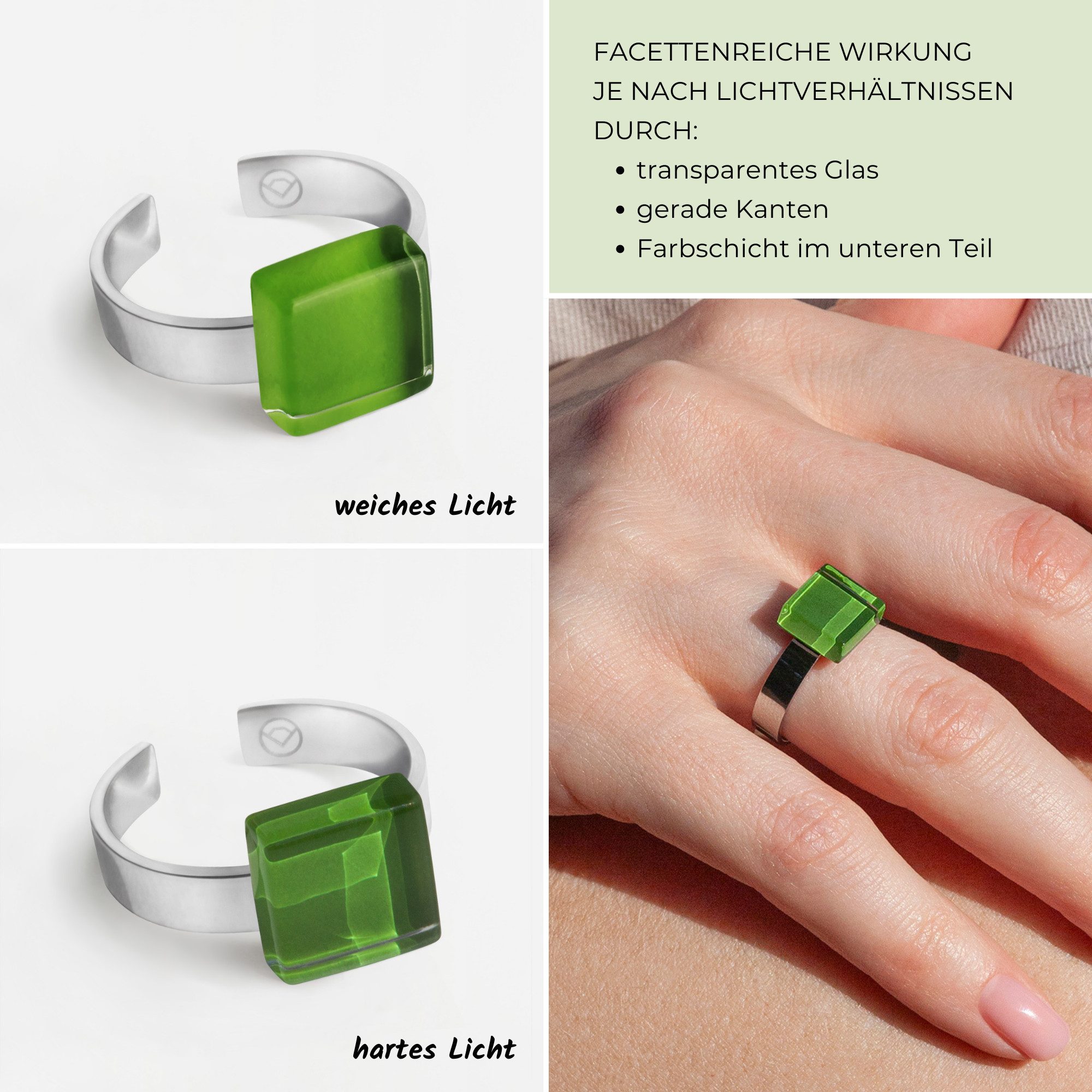 ALEXASCHA Fingerring Kleiner Ring mit Stein • verstellbar Ø 17-20mm • Geburtsstein Schmuck