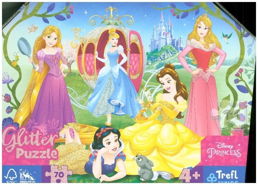 Trefl Puzzle Junior Glitzer Puzzle 70 Teile Disney Princess, 70 Puzzleteile