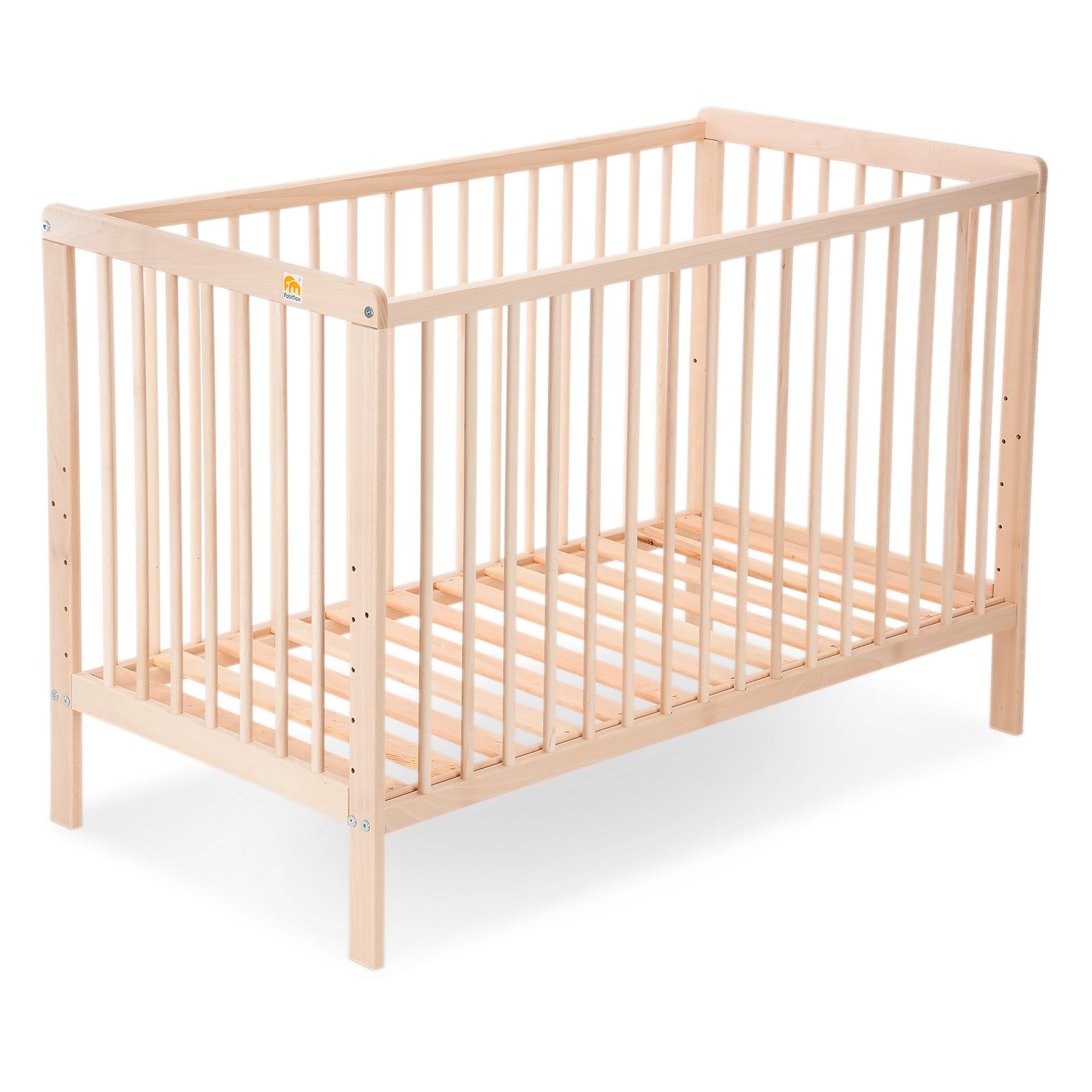 FabiMax Babybett Nubi 120 x 60 cm, Natur aus Buchenholz, 6-fach höhenverstellbar, mit 4 Schlupfsprossen