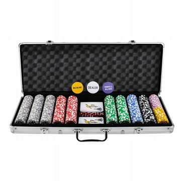 Redfink Spiel, Pokerkoffer Pokerset 500 Chips Jetons mit Spielmatte