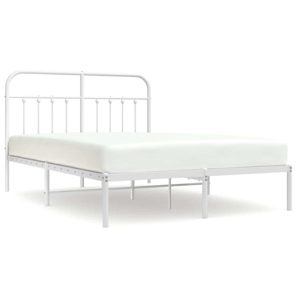 vidaXL Bettgestell, Bettrahmen mit Kopfteil Metall Weiß 140x200 cm günstig online kaufen