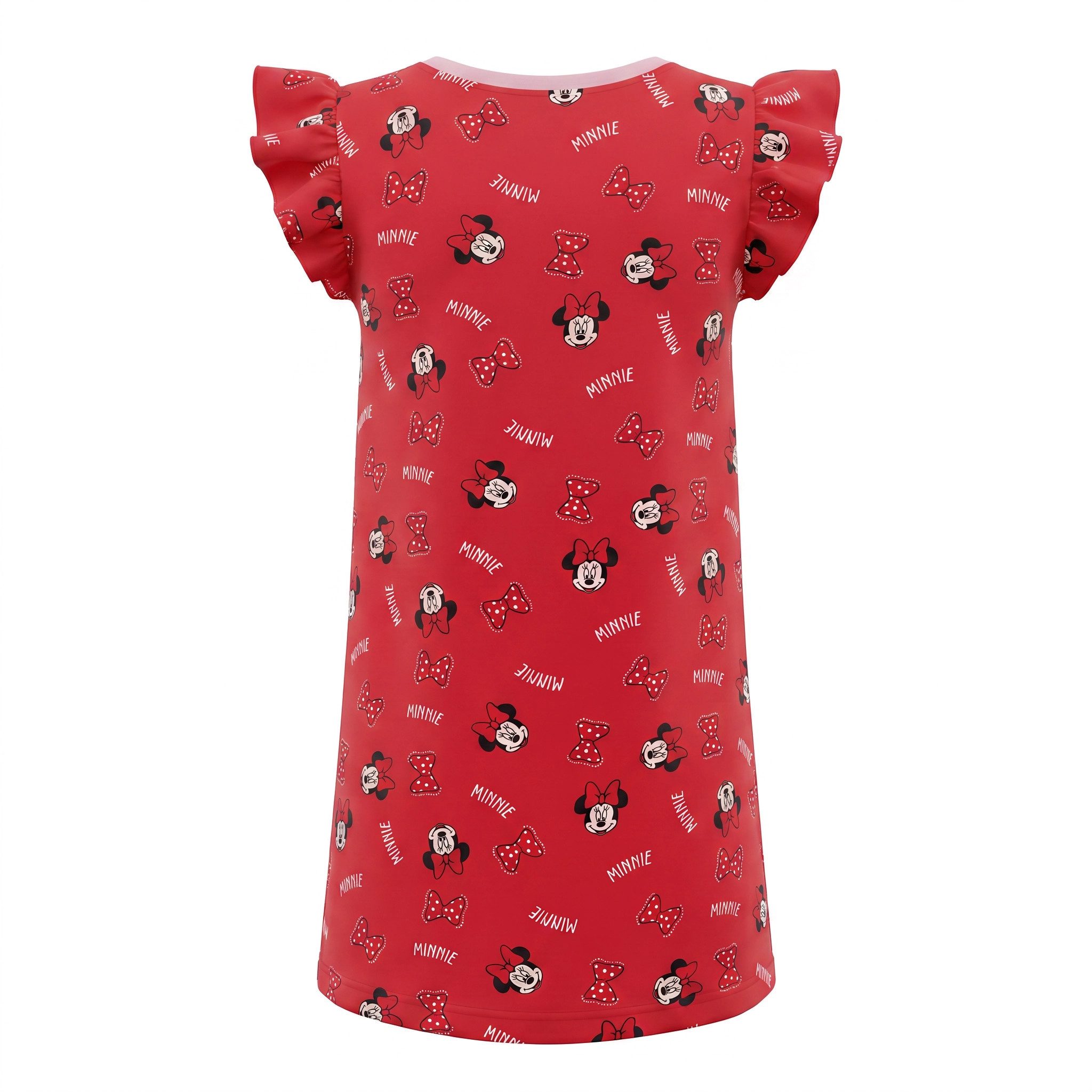 Disney Pyjama Disney Minnie Maus kurzarm Schlafshirt Nachthemd Schlafkleid 100% Baumwolle, Gr. 98 bis 128