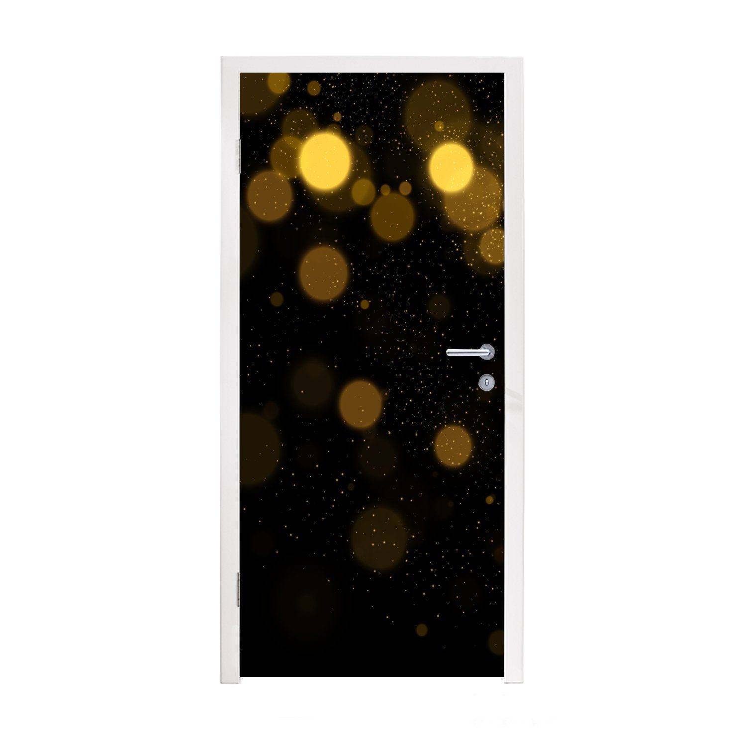 MuchoWow Türtapete Gold - Abstrakt - für (1 Schwarz, Fototapete 75x205 bedruckt, Türaufkleber, Tür, - St), cm Matt, Luxus