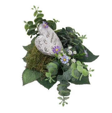 Gestecke Grabschmuck Grabgestecke für Friedhof Grabgesteck Tier 994 Eukalyptus künstlich, Kunstblumen, PassionMade, Höhe 9 cm, Wunderschöne Grabgesteck für Hunde und Katzen