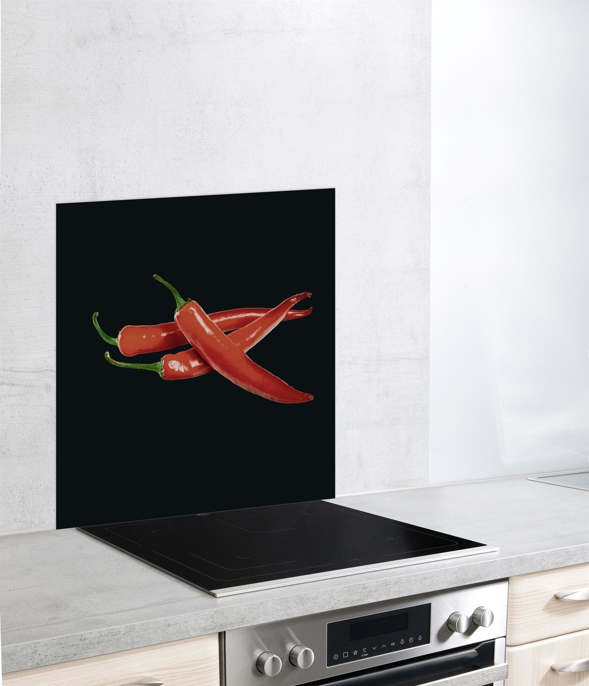WENKO Herd-Abdeckplatte Glaskochfeld HOT PEPERONI, 60 x 70 cm, Glas, (Multi-Platte, bestehend aus einer Mutli-Platte)