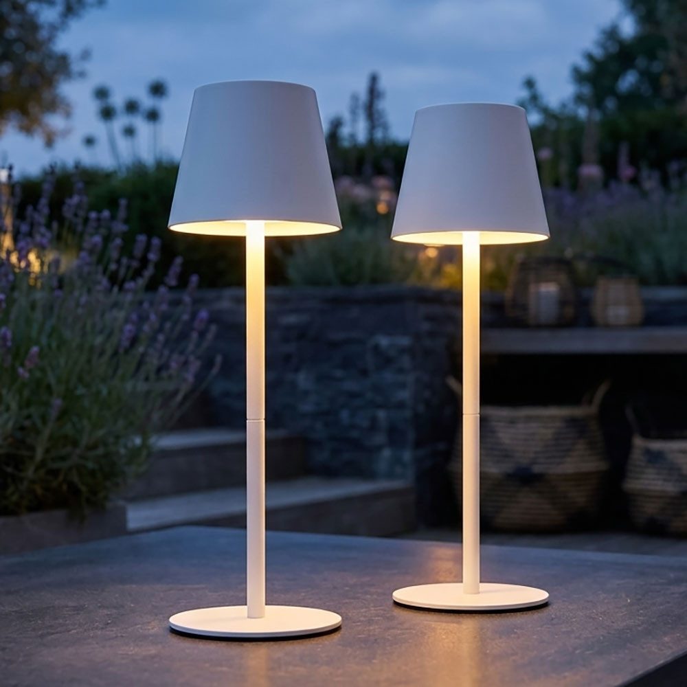 GLOBO LIGHTING LED Außen-Tischleuchte, LED-Leuchtmittel fest verbaut, Farbwechsel, Neutralweiß, Kaltweiß, Warmweiß, Tageslichtweiß, 2x Tischleuchte Flaschenaufsatz Außenlampe LED Akku CCT Touchdimmer