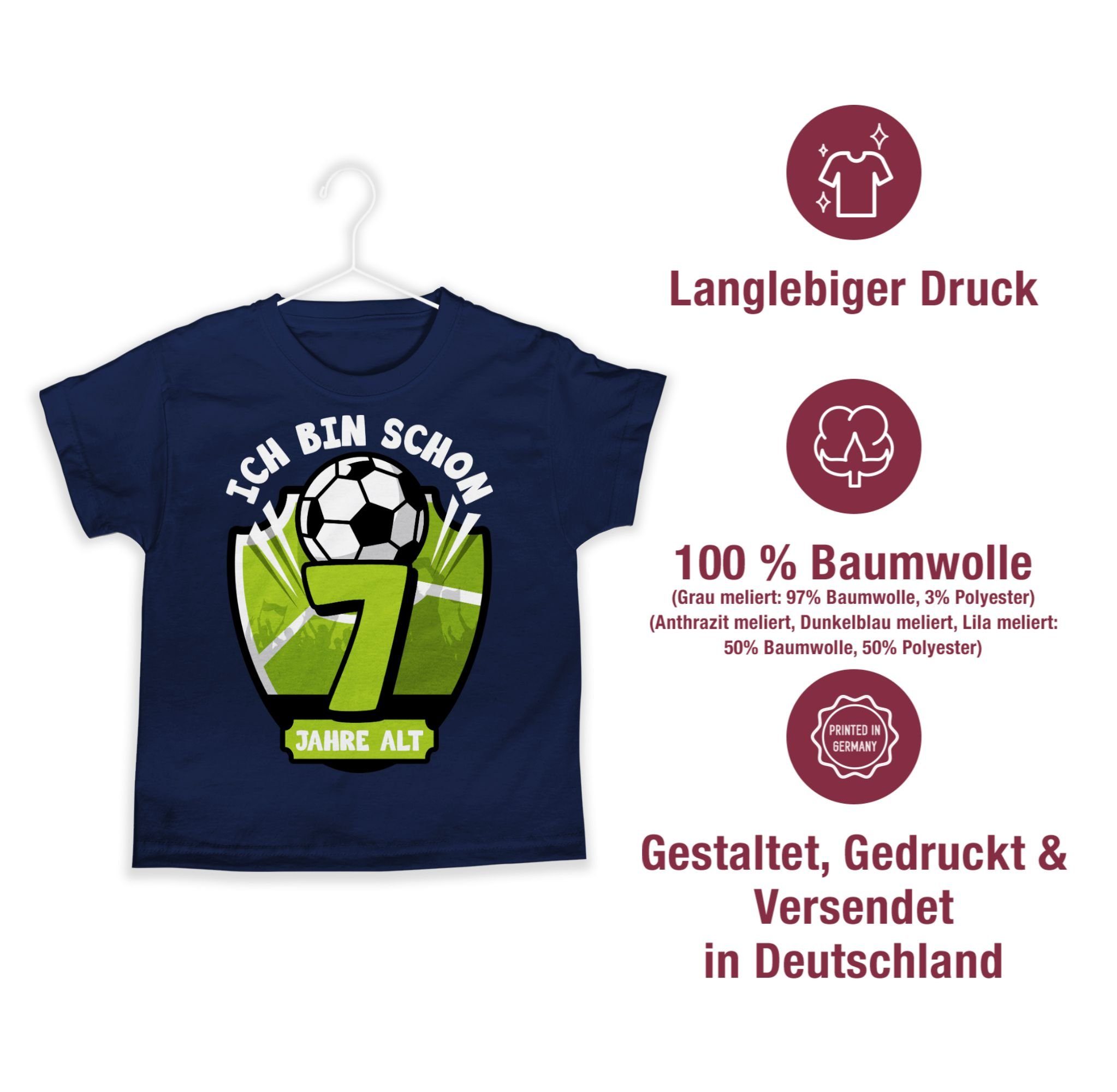 Shirtracer T-Shirt Ich bin schon Geburtstag Dunkelblau alt Fußball 7. Jahre sieben 3