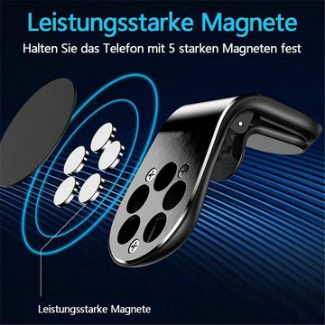 Olotos Handyhalter fürs Auto Kfz Universal Magnet Handyhalterung Lüftung Handy-Halterung, (mit 5 Starke Magnet 1 Metallpad, Kompatibel für iPhone Samsung Huawei)